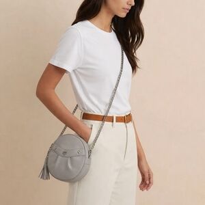 MCM Light Gray Crossbody Bag with Chain Strap